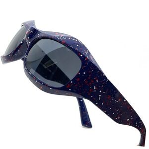 Novelty  Sunglasses Blue Red White Speckled Shield Sporty Funky Festival Luxury‎